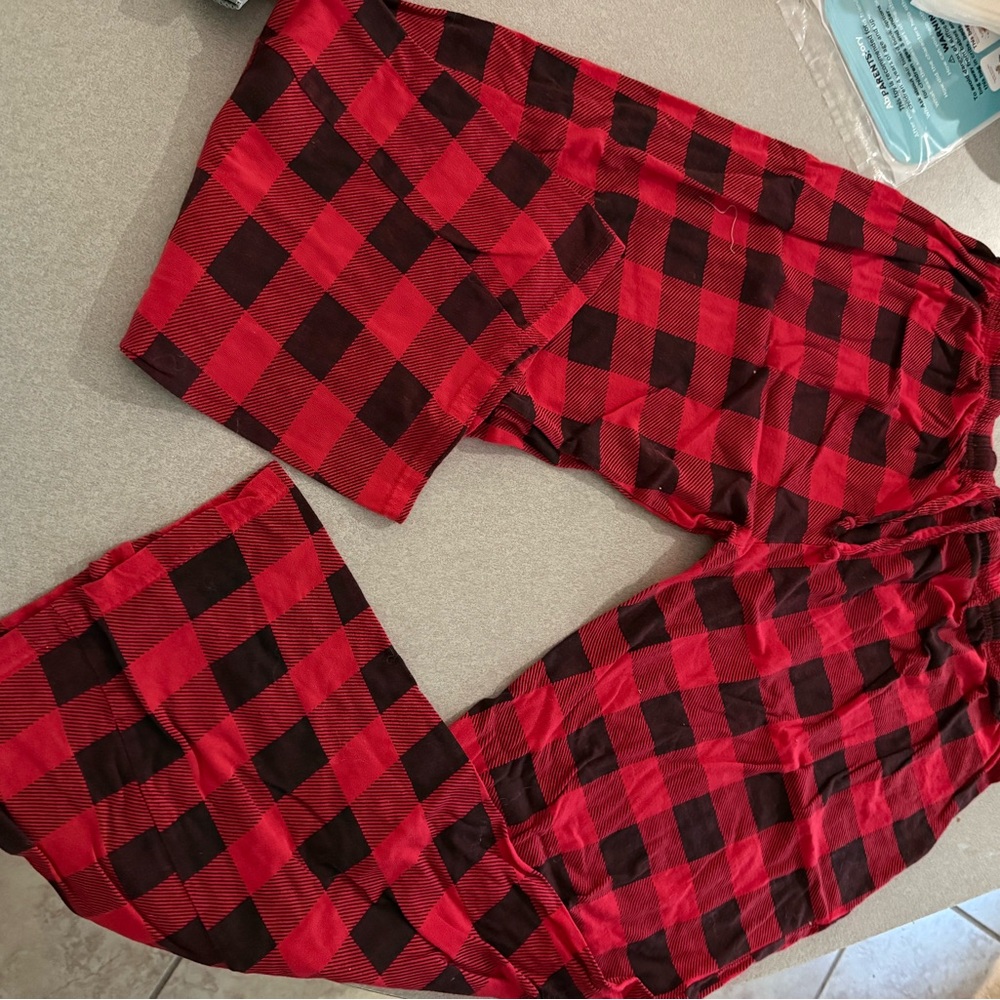 Red and Black Plaid Pajama Pants